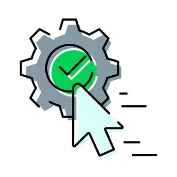 Optimizing system settings with mouse cursor clicking gear Stock Illustration