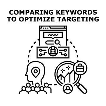 Optimizing targeting by comparing keywords and audience data Stock Illustration