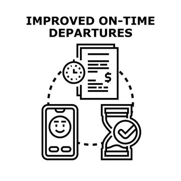 Optimizing on time departures and customer satisfaction concept Stock Illustration