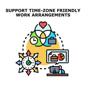 Optimizing time zone friendly remote work arrangements 스톡 일러스트