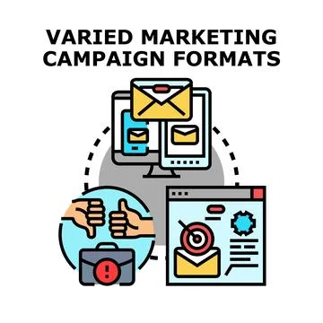 Optimizing varied digital marketing campaign formats Stock Illustration