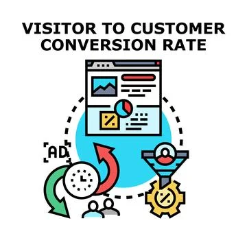 Optimizing visitor to customer conversion rate online Stock Illustration