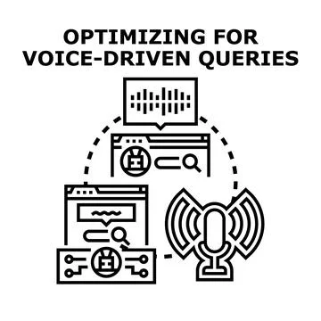 Optimizing for voice search engine queries Stock Illustration