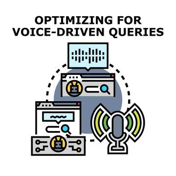 Optimizing for voice search engine queries Stock Illustration