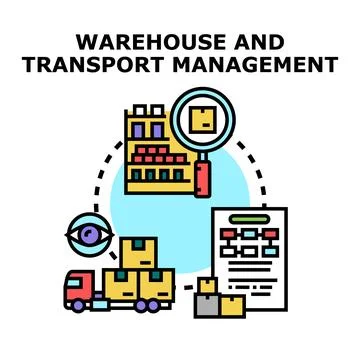 Optimizing warehouse and transport management logistics process 스톡 일러스트