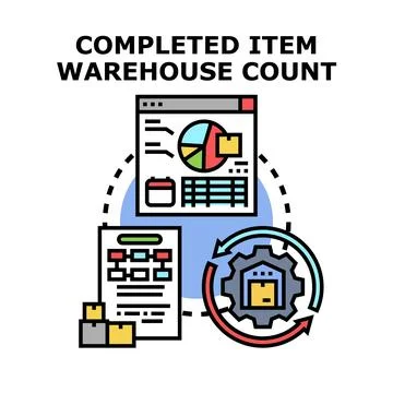 Optimizing warehouse inventory count process management concept Stock Illustration