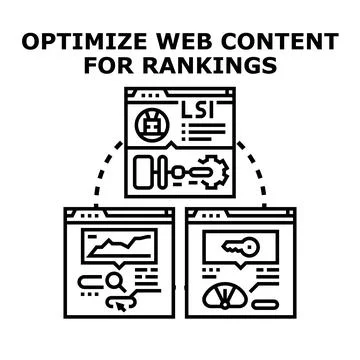 Optimizing web content for search engine rankings Illustrazione stock