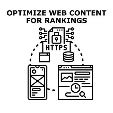 Optimizing web content for search engine rankings strategy Stockillustratie