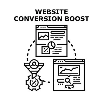 Optimizing website conversion funnel for business boost Stock Illustration
