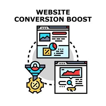 Optimizing website conversion funnel for business boost Stock Illustration