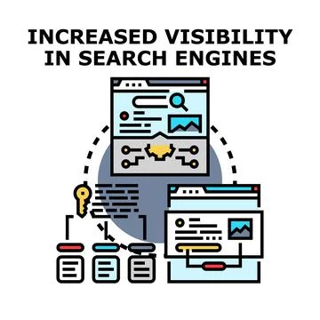 Optimizing website for increased search engine visibility Stock Illustration
