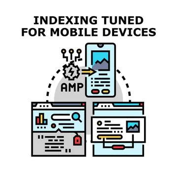 Optimizing website indexing for fast mobile device experiences イラスト素材