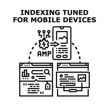 Optimizing website indexing for fast mobile device experiences Illustrazione stock