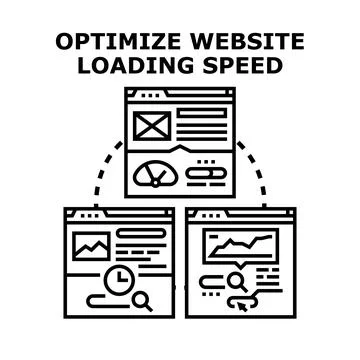 Optimizing website loading speed and performance concept Illustrazione stock
