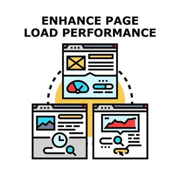 Optimizing website page load performance concept illustration Stock Illustration