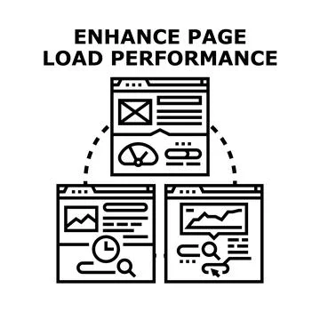 Optimizing website page load performance concept illustration Stock Illustration
