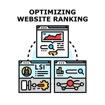 Optimizing website ranking digital marketing seo concept 스톡 일러스트