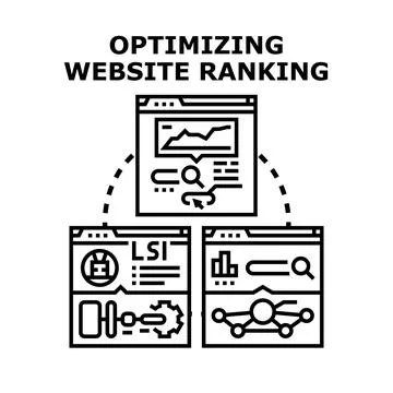 Optimizing website ranking digital marketing seo concept Stock Illustration