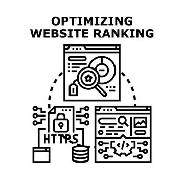 Optimizing website ranking flat vector concept illustration Stock Illustration