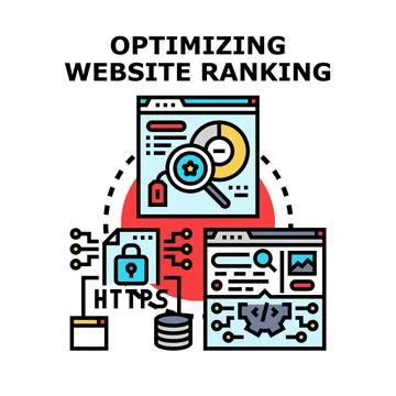 Optimizing website ranking flat vector concept illustration Stock Illustration