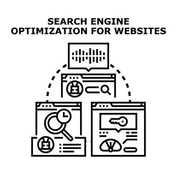 Optimizing website search engine performance with digital marketing Stock Illustration