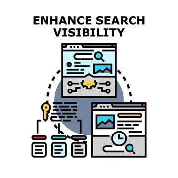 Optimizing website search engine visibility for digital marketing Stock Illustration