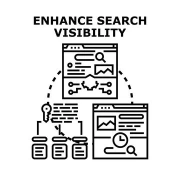 Optimizing website search engine visibility for digital marketing Stock Illustration