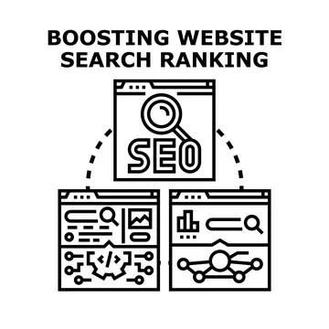 Optimizing website search ranking for online presence Stock Illustration