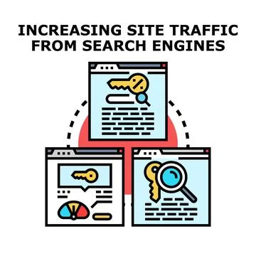 Optimizing website traffic through search engine strategy Stock Illustration