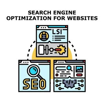 Optimizing websites for search engine visibility and ranking Stock Illustration
