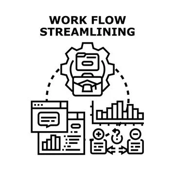 Optimizing work flow business process management analytics イラスト素材