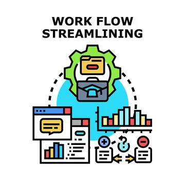 Optimizing work flow business process management analytics Stock Illustration