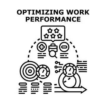 Optimizing work performance improving business strategy development Stock Illustration