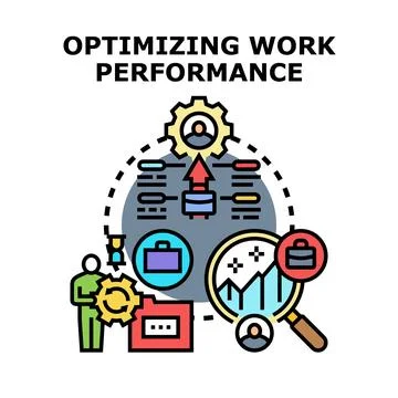 Optimizing work performance process improving business efficiency Stock Illustration