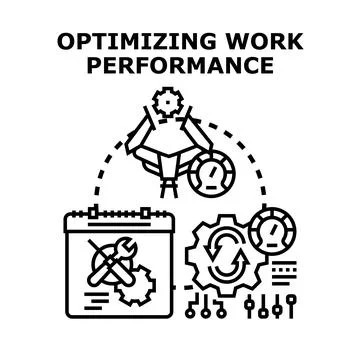 Optimizing work performance process improving business efficiency Stock Illustration