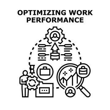 Optimizing work performance process improving business efficiency Stock Illustration