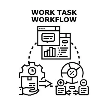 Optimizing work task workflow with management processes Stock Illustration