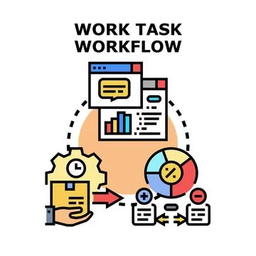 Optimizing work task workflow with management processes Stock Illustration