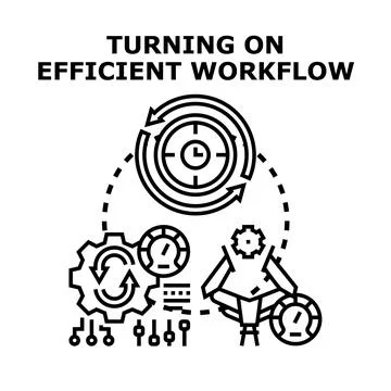 Optimizing workflow cycle for business efficiency achieving Stock Illustration