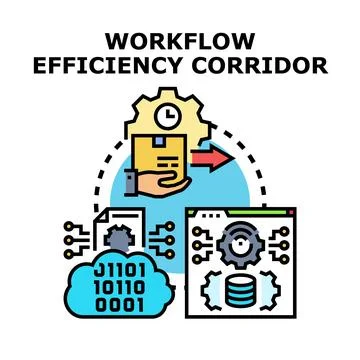 Optimizing workflow efficiency corridor for business progress Stock Illustration