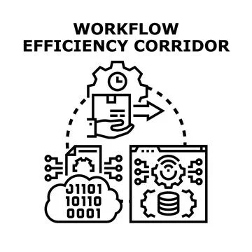 Optimizing workflow efficiency corridor for business progress Stockillustratie