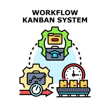 Optimizing workflow kanban system with business process management Stock Illustration