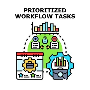 Optimizing workflow tasks with priority management process Stock Illustration