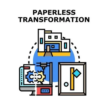 Optimizing workflow through digital paperless transformation Ilustração Stock