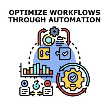 Optimizing workflow using automation technology concept イラスト素材