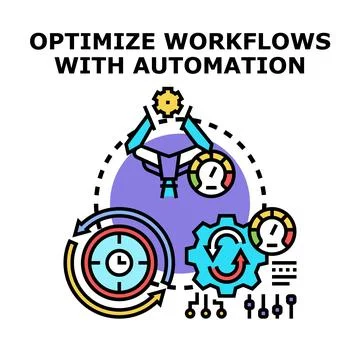 Optimizing workflows with automation and technology concept process Stock Illustration