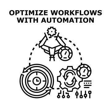 Optimizing workflows with automation and technology concept process 스톡 일러스트