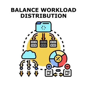 Optimizing workload distribution and resource balancing concept Stockillustratie