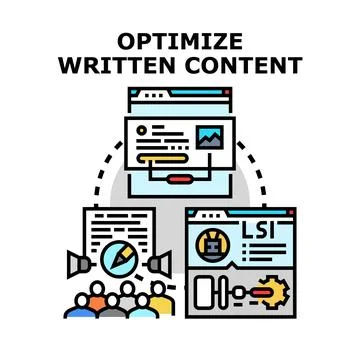 Optimizing written content for digital marketing strategy Stockillustratie