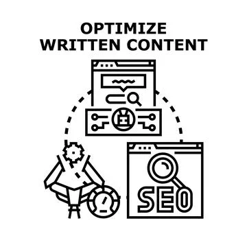 Optimizing written content for search engine strategy Stock Illustration